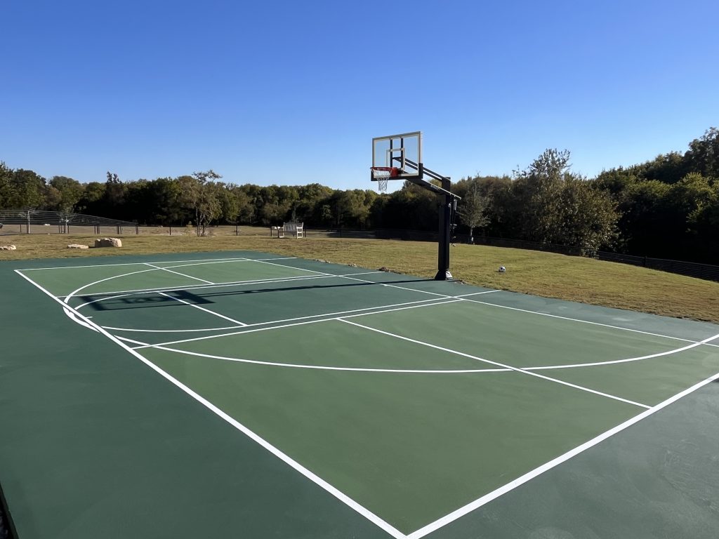 Custom green multi sport court installation in Dallas, Texas