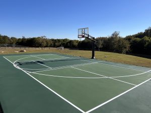Custom green multi sport court installation in Dallas, Texas