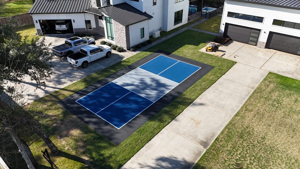 Residential backyard pickleball court surfacing project Spring Texas 1800 sqft by Build My Courts